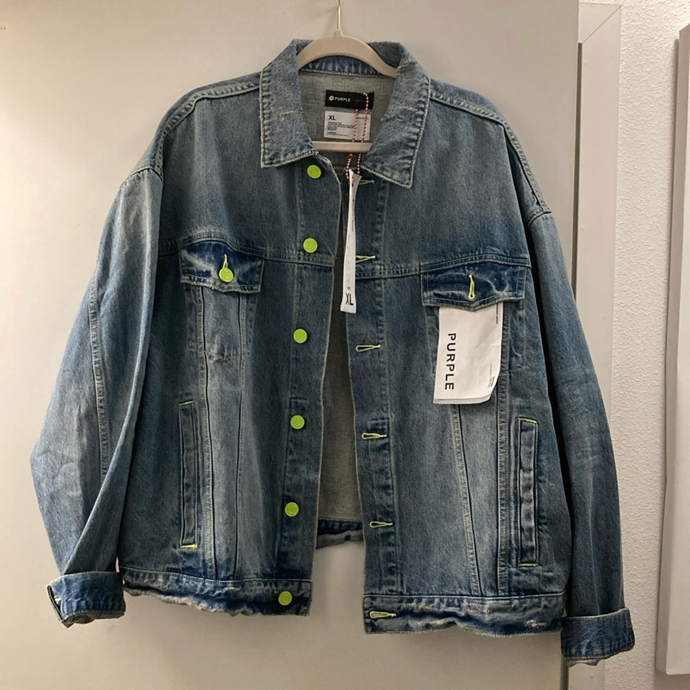 PURPLE Denim Jacket with Neon Accents